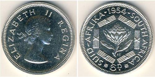 6 Penny Südafrika (1910 - ) Silber Elizabeth II (1926-2022)
