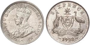 6 Penny Australia (1788 - 1939) Silver George V of the United Kingdom (1865-1936)