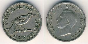 6 Penny New Zealand Silver George VI (1895-1952)