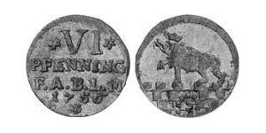 6 Pfennig Anhalt-Bernburg (1603 - 1863) Billon Victor Frederick, Prince of Anhalt-Bernburg (1700 – 1765)