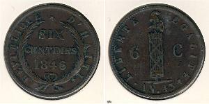 6 Sent Haití (1804 - ) Cobre 