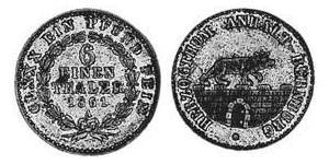 6 Thaler Anhalt-Bernbourg (1603 - 1863) Argent Alexandre-Charles d