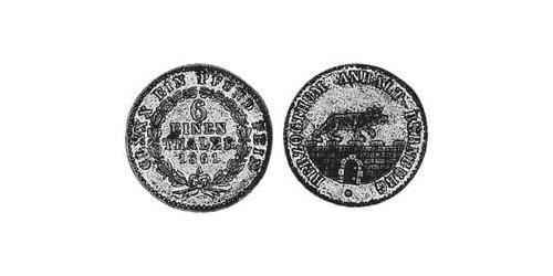 6 Thaler Anhalt-Bernbourg (1603 - 1863) Argent Alexandre-Charles d