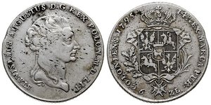 6 Zloty / 1 Thaler Polen / Polen-Litauen (1569-1795) Silber Stanislaw II Poniatowski
