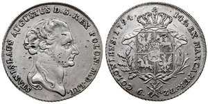 6 Zloty / 1 Thaler Poland / Polish-Lithuanian Commonwealth (1569-1795) Silver Stanislaw II Poniatowski