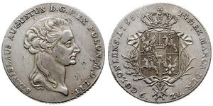 6 Zloty / 1 Thaler Polish-Lithuanian Commonwealth (1569-1795) / 波兰 銀 Stanislaw II Poniatowski