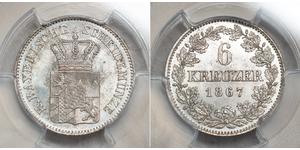 6 Крейцер Королевство Бавария (1806 - 1918) Серебро Людвиг II (король Баварии)(1845 – 1886)