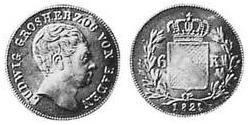 6 Крейцер Велике герцогство Баден (1806-1918) Срібло Louis I, Grand Duke of Baden (1763 - 1830)