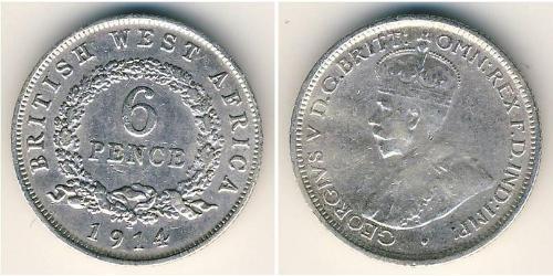 6 Пені British West Africa (1780 - 1960) Срібло Георг V (1865-1936)