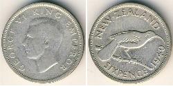 6 Пені Нова Зеландія Срібло Георг VI (1895-1952)