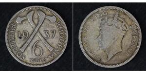 6 Пені Південна Родезія (1923-1980) Срібло Георг VI (1895-1952)