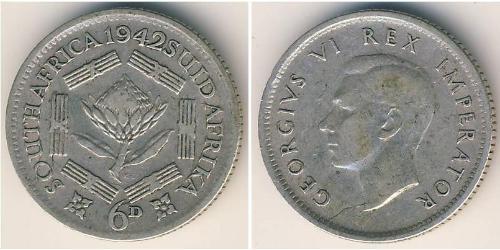6 Пені Південно-Африканська Республіка (1910 - ) Срібло Георг VI (1895-1952)