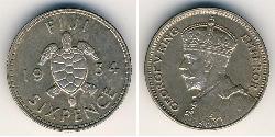 6 Пені Фіджі Срібло Георг V (1865-1936)