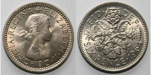 6 Пені / 1 Шестипенсовик Велика Британія (1922-) Нікель/Латунь Єлизавета II (1926-2022)