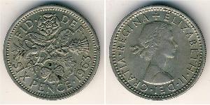 6 Пені / 1 Шестипенсовик Велика Британія (1922-) Нікель/Мідь Єлизавета II (1926-2022)