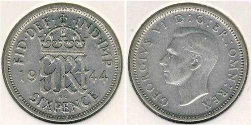 6 Пені / 1 Шестипенсовик Велика Британія (1922-) Срібло Георг VI (1895-1952)