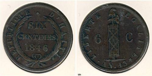 6 Сент Гаити (1804 - ) Медь 