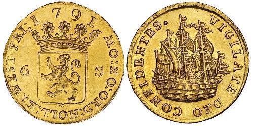 6 Стивер Республика Соединённых провинций (1581 - 1795) Золото 