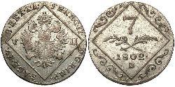 7 Kreuzer Sacro Imperio Romano (962-1806) Vellón Plata Francis II, Holy Roman Emperor (1768 - 1835)