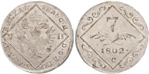 7 Kreuzer Sacro Imperio Romano (962-1806) Vellón Plata Francis II, Holy Roman Emperor (1768 - 1835)