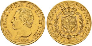 80 Lira Italian city-states Gold Karl Felix (Sardinien-Piemont)