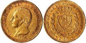 80 Lira Italian city-states Gold Charles Felix of Sardinia