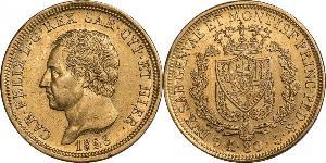 80 Lira Italian city-states Gold Charles Felix of Sardinia