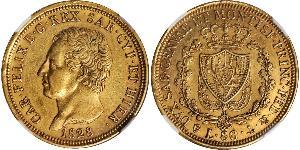 80 Lira Italian city-states Gold Charles Felix of Sardinia