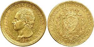 80 Lira Italian city-states Or Charles-Félix de Savoie