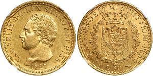 80 Lira Italian city-states Or Charles-Félix de Savoie