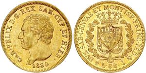 80 Lira Italian city-states Or Charles-Félix de Savoie