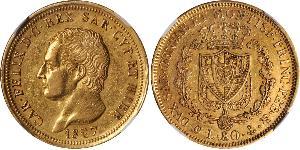 80 Lira Italian city-states Oro Carlo Felice di Savoia