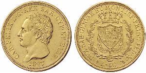 80 Lira Italian city-states Oro Carlos Félix de Cerdeña