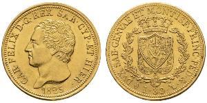 80 Lira Italian city-states Oro Carlos Félix de Cerdeña