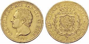 80 Lira Italian city-states Oro Carlos Félix de Cerdeña