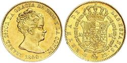 80 Real Spain Gold Isabella II of Spain (1830- 1904)