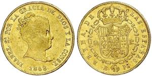 80 Real Spanien Or Isabella II of Spain (1830- 1904)
