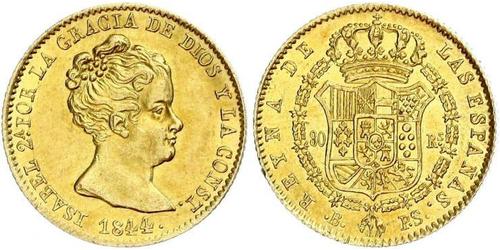 80 Real España Oro Isabella II of Spain (1830- 1904)