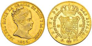 80 Real 西班牙 金 Isabella II of Spain (1830- 1904)