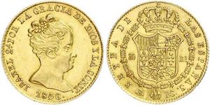 80 Real 西班牙 金 Isabella II of Spain (1830- 1904)