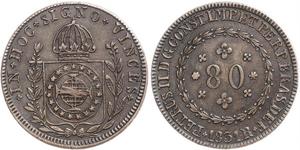 80 Reis Empire du Brésil (1822-1889) Cuivre 