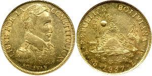 8 Escudo Bolivien (1825 - ) Gold Simon Bolivar (1783 - 1830)