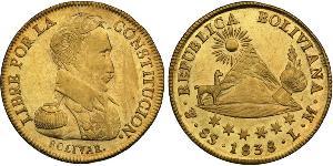 8 Escudo Bolivien (1825 - ) Gold Simon Bolivar (1783 - 1830)