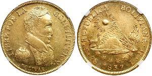 8 Escudo Bolivien (1825 - ) Gold Simon Bolivar (1783 - 1830)