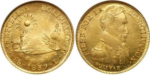 8 Escudo Bolivien (1825 - ) Gold Simon Bolivar (1783 - 1830)