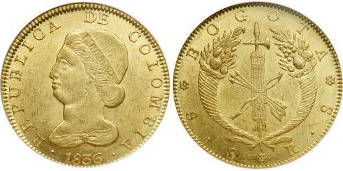 8 Escudo Republic of New Granada (1831–1858) Gold 