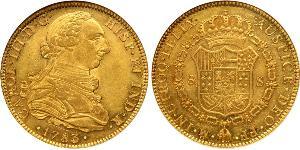 8 Escudo Spanish Mexico  / Kingdom of New Spain (1519 - 1821) Gold Charles III of Spain (1716 -1788)