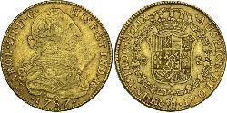 8 Escudo Viceroyalty of New Granada (1717 - 1819) Gold Charles III of Spain (1716 -1788)