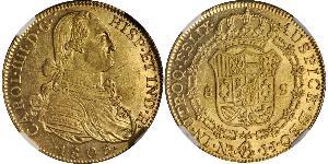 8 Escudo Viceroyalty of New Granada (1717 - 1819) Gold Charles IV of Spain (1748-1819)