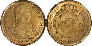 8 Escudo Bolivie Or Charles IV d